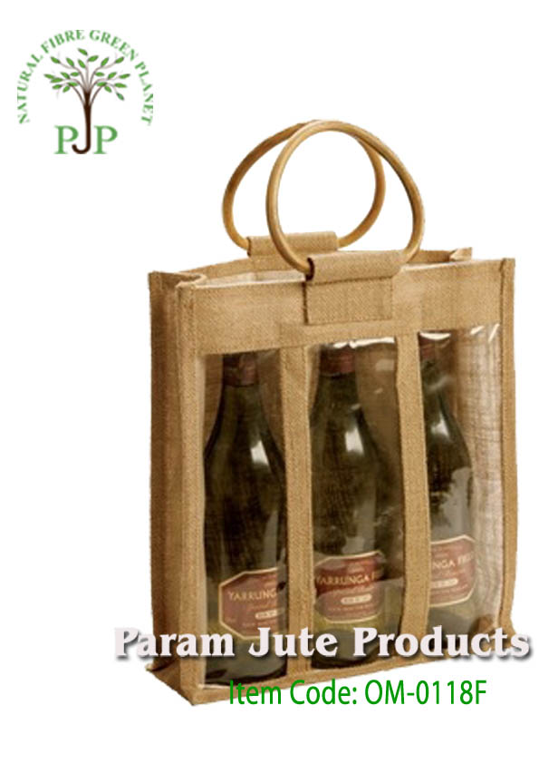 Jute Wine Bags Three Bottle
