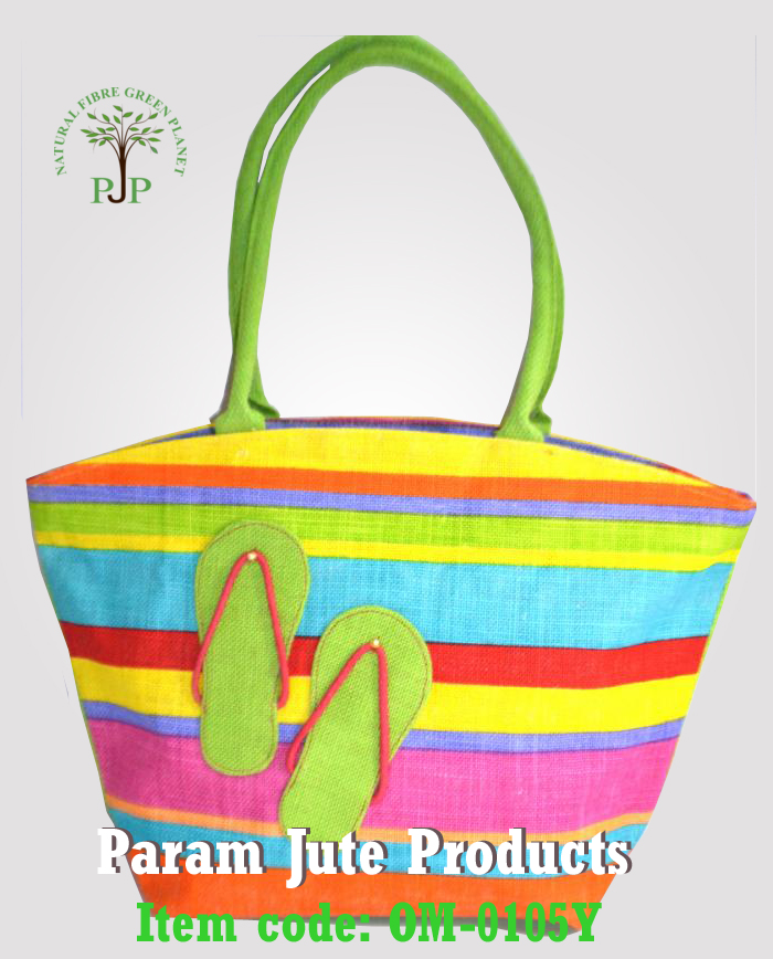 Stripe Designer Jute Bags