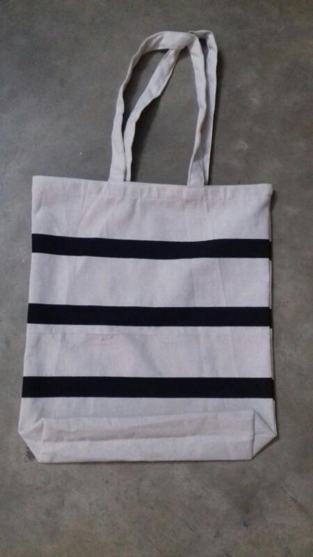 Striped cotton tote bags